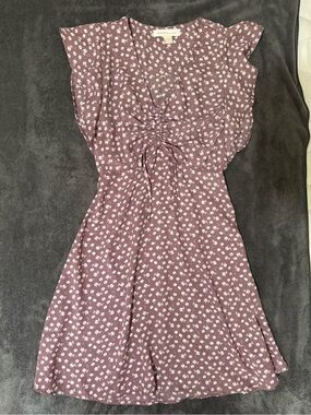 Floral Tie-Front Mini Dress in Mauve